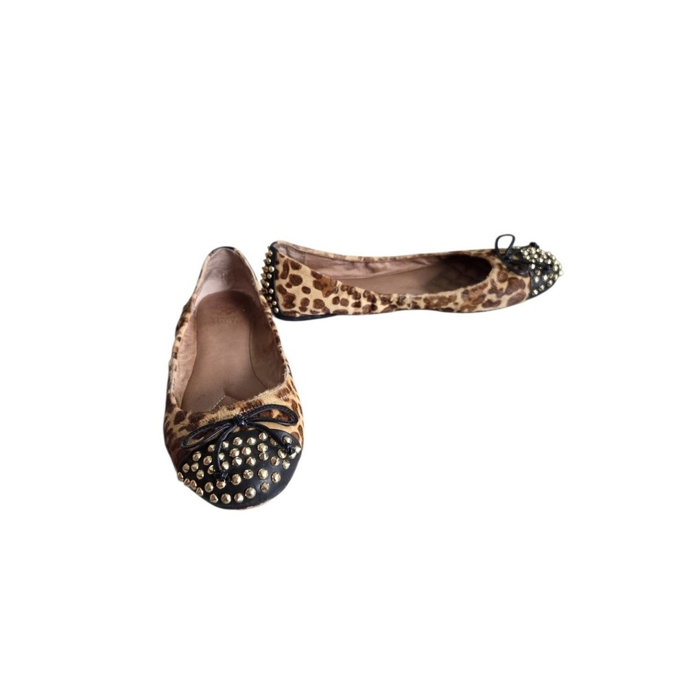 Vince Camuto Leopard Calf Hair Studded Ballet Flats 10 Y2K Punk Glam Mobwife